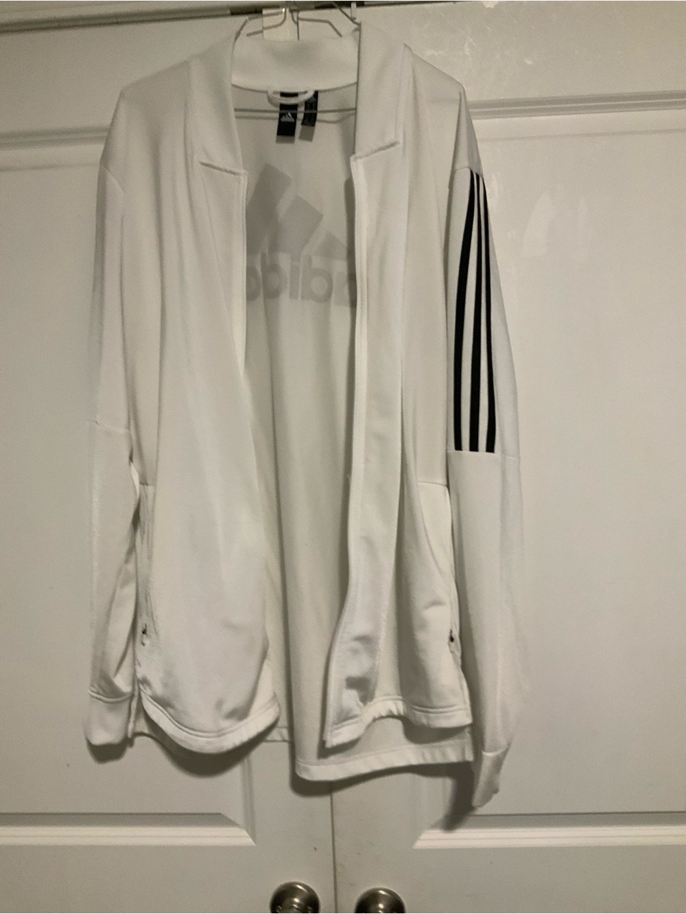 adidas Men’s White Track Jacket with Black Sleeve Stripes